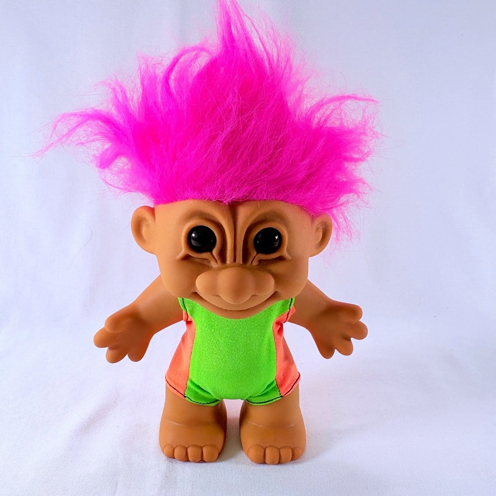 Vintage 90s Russ Scuba Diver Troll Doll 5" Neon Pink Hair Collectible
